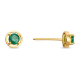 Vintage 18k Yellow Gold Emerald Stud Earrings