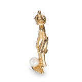Vintage 14k Yellow Gold and Pearl Golfing Lady Charm