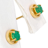 Vintage 18k Yellow Gold Emerald Stud Earrings