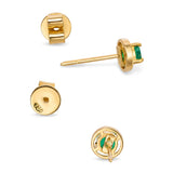 Vintage 18k Yellow Gold Emerald Stud Earrings
