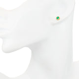 Vintage 18k Yellow Gold Emerald Stud Earrings