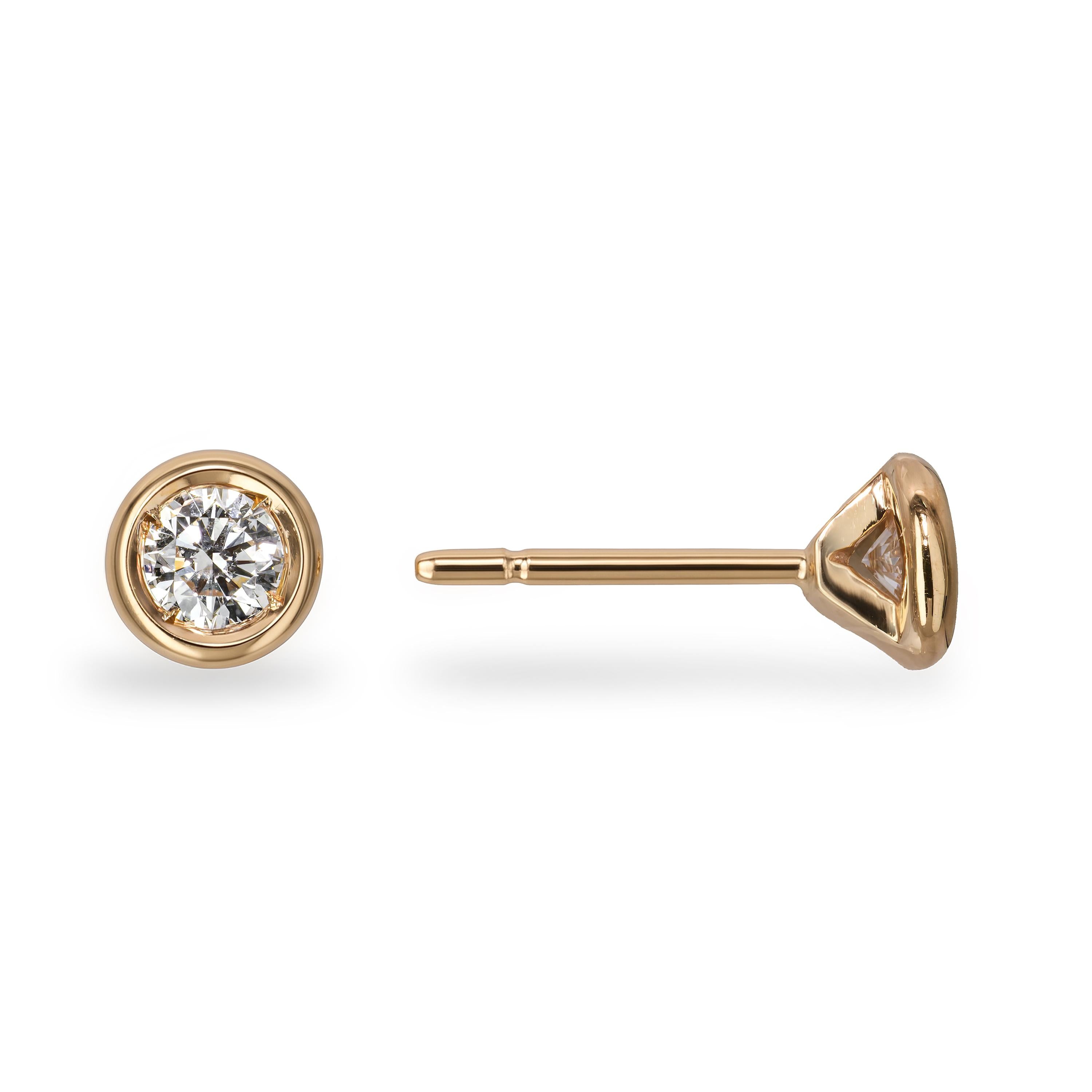 Vintage 18k Rose Gold 0.35tcw Diamond Stud Earrings