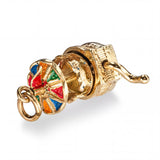 Vintage 13k Yellow Gold and Enamel Wind Up Carousel Charm