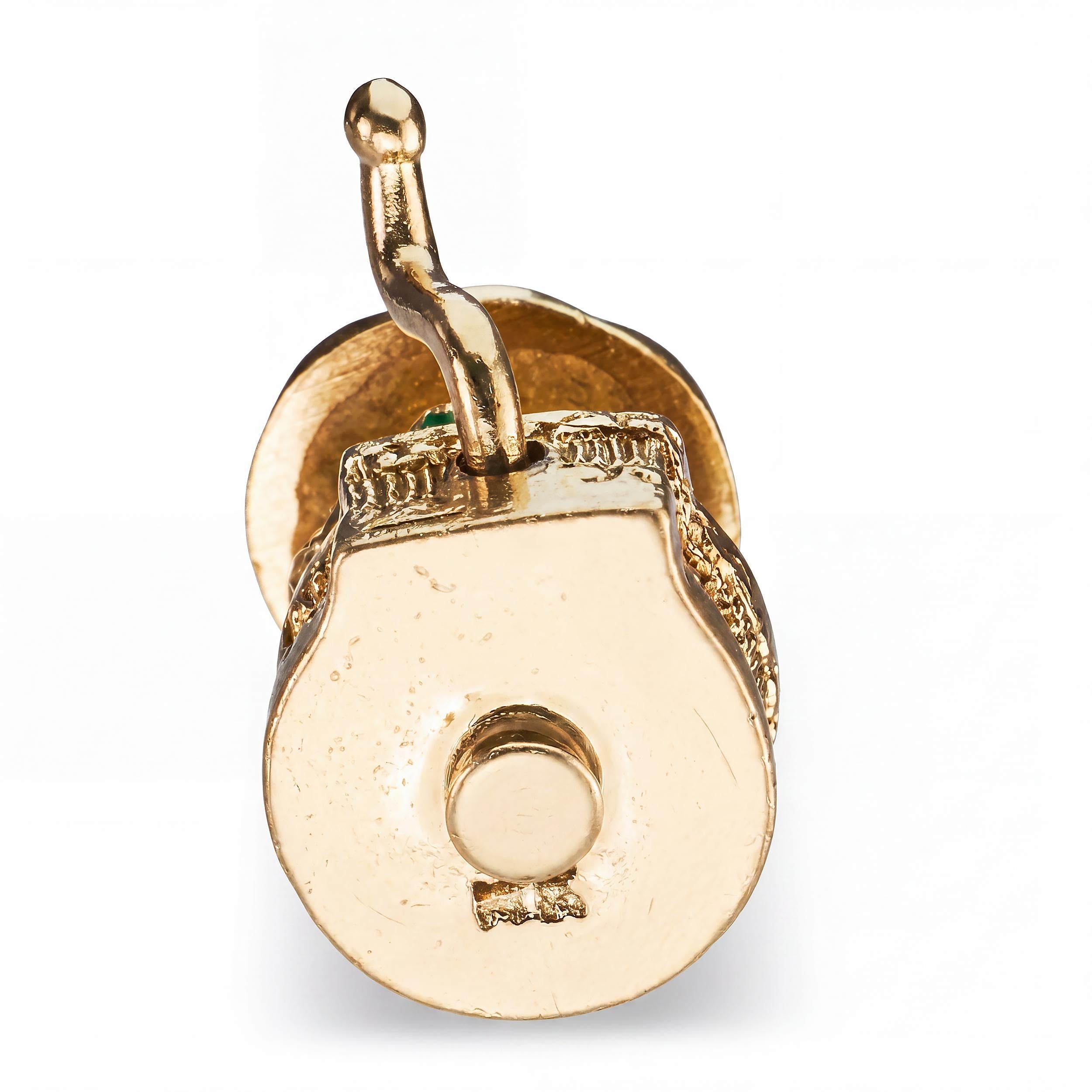 Vintage 13k Yellow Gold and Enamel Wind Up Carousel Charm