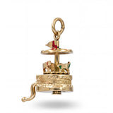 Vintage 13k Yellow Gold and Enamel Wind Up Carousel Charm
