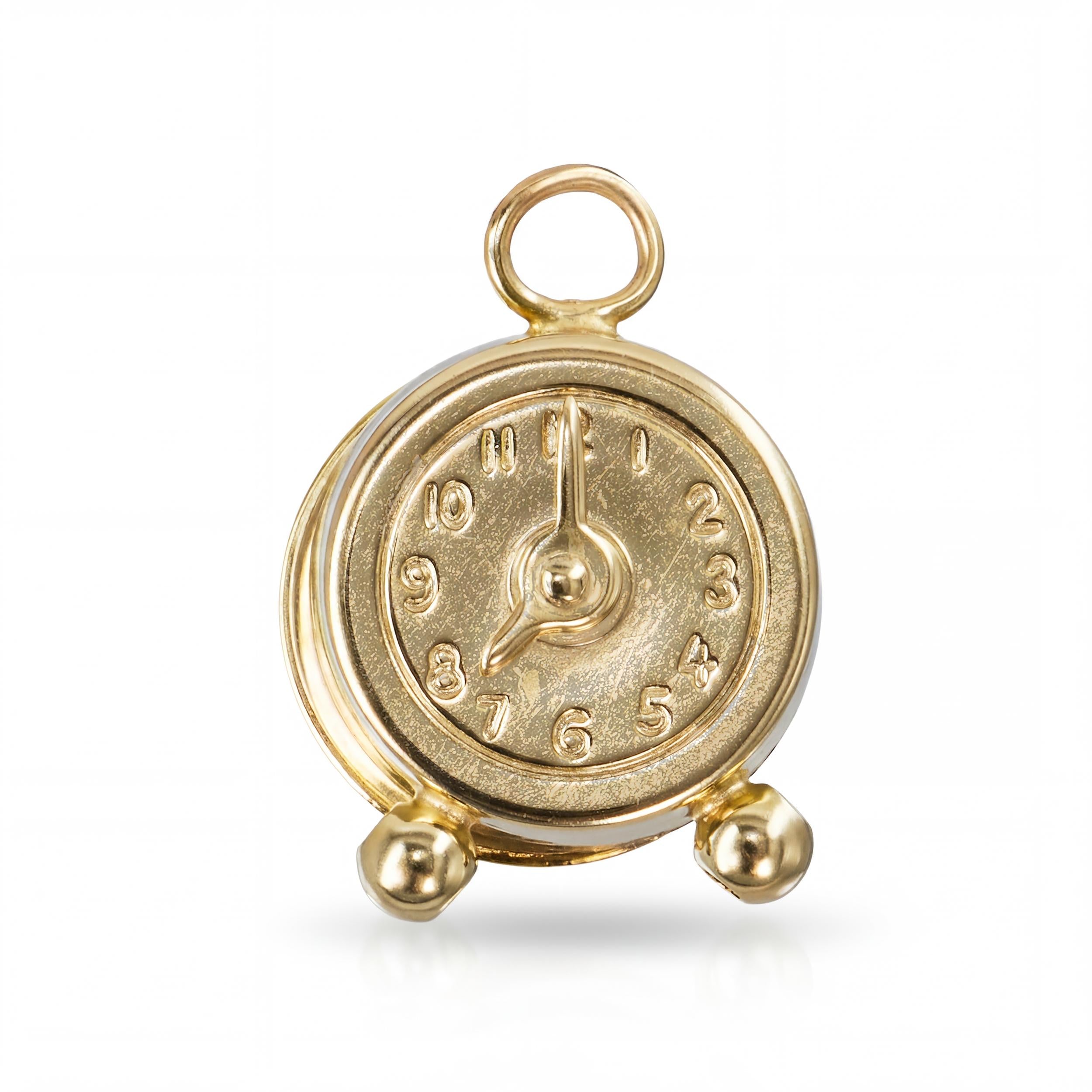 Vintage 14k Yellow Gold Alarm Clock Charm