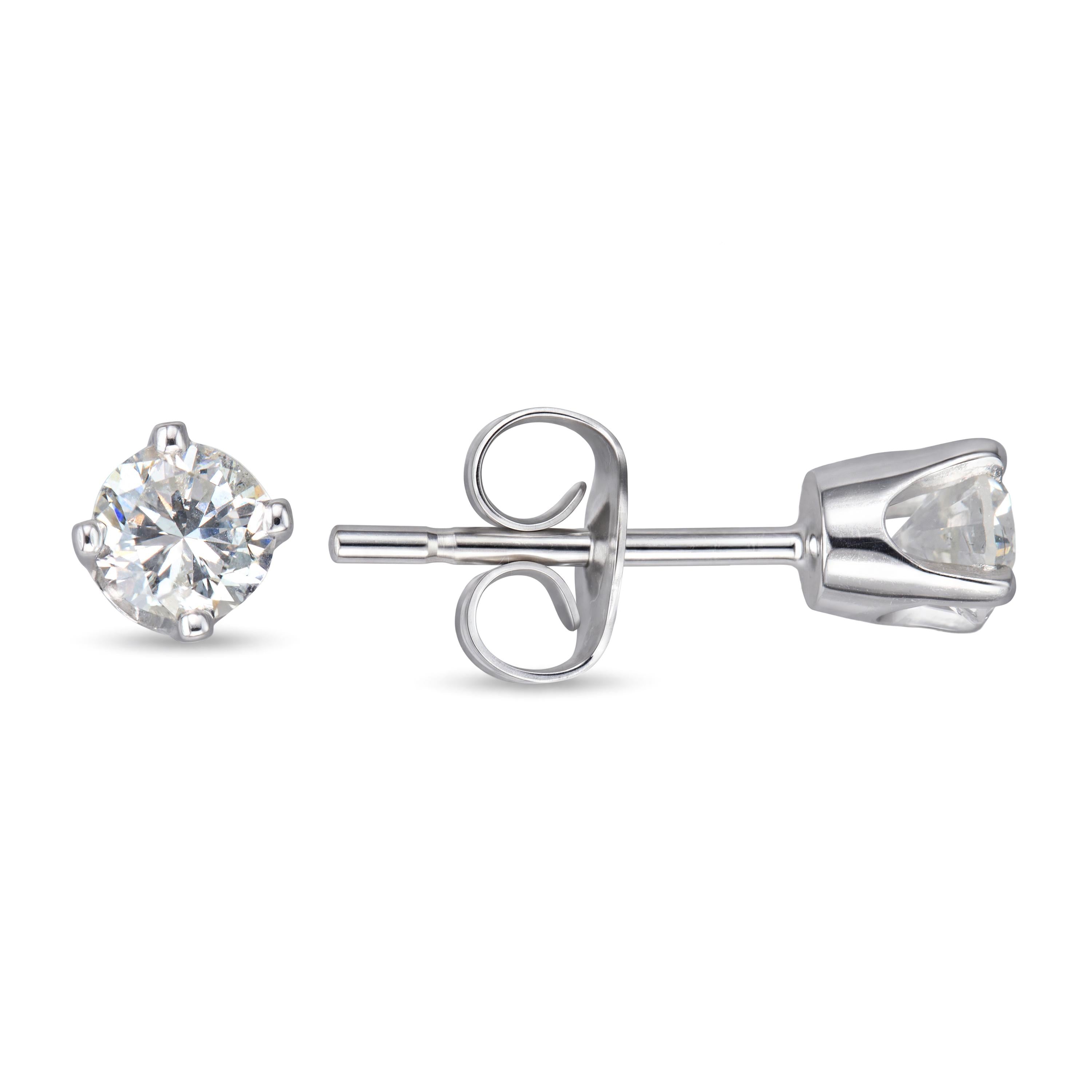 Vintage 14k White Gold 0.68tcw Diamond Stud Earrings
