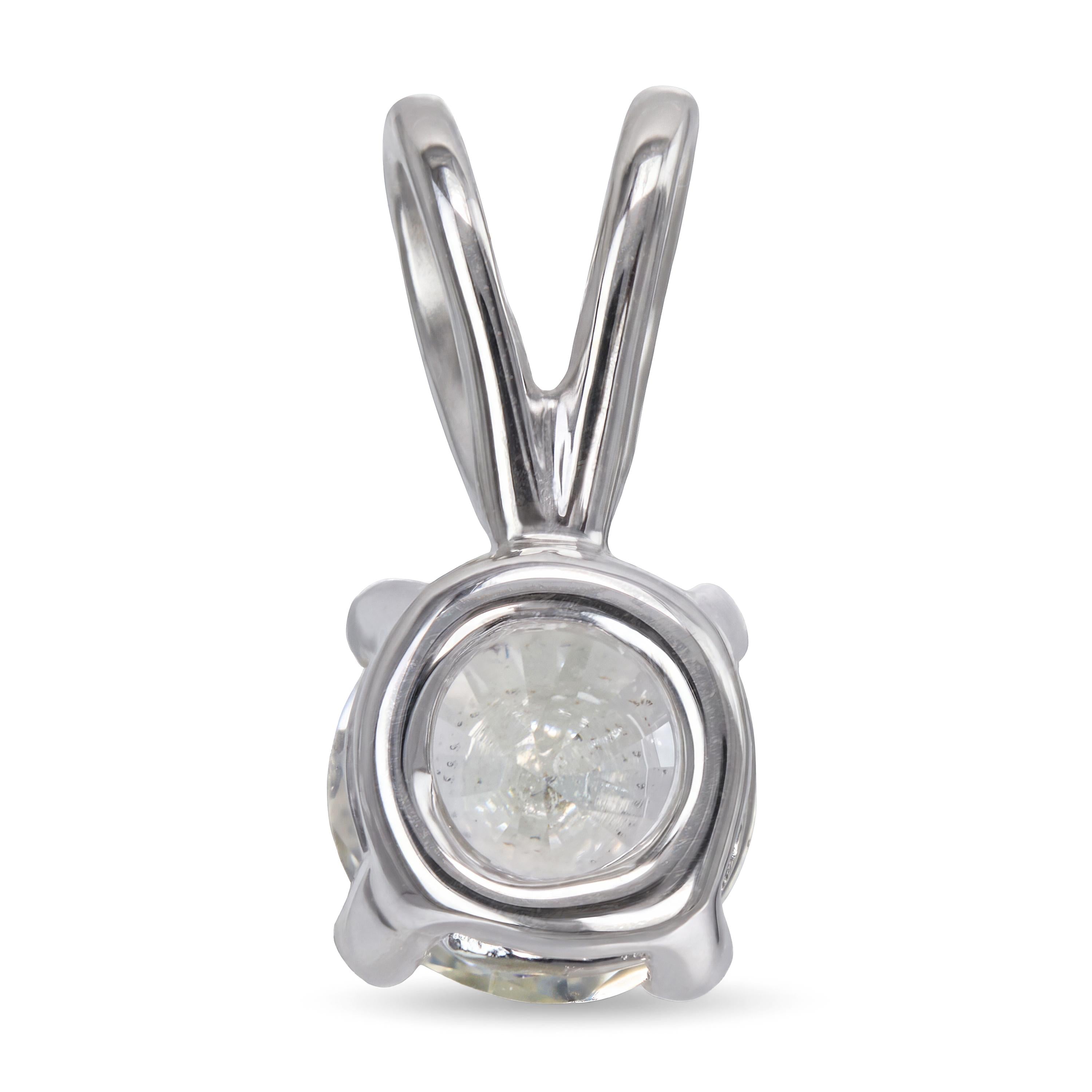 Vintage 14k White Gold 0.48ct J VS1 Diamond Solitaire Pendant