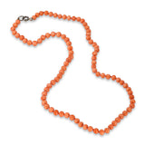 Antique Sterling Silver Red Coral Bead Necklace