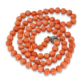 Antique Sterling Silver Red Coral Bead Necklace