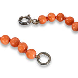 Antique Sterling Silver Red Coral Bead Necklace