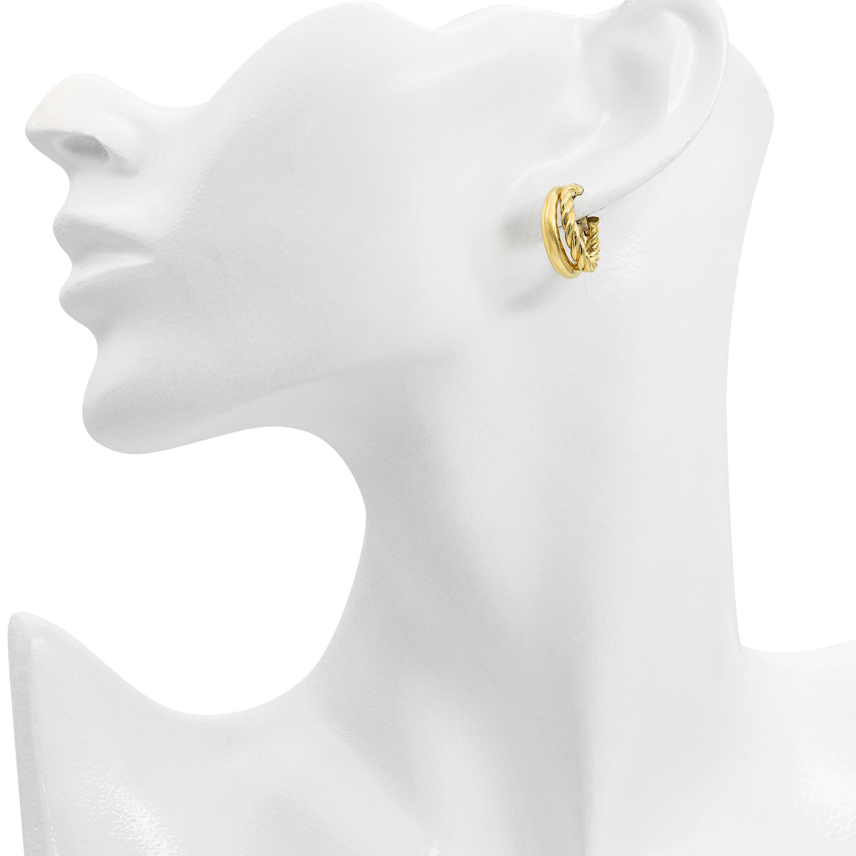 David Yurman 18k Yellow Gold Braided Hinge Hoop Earrings