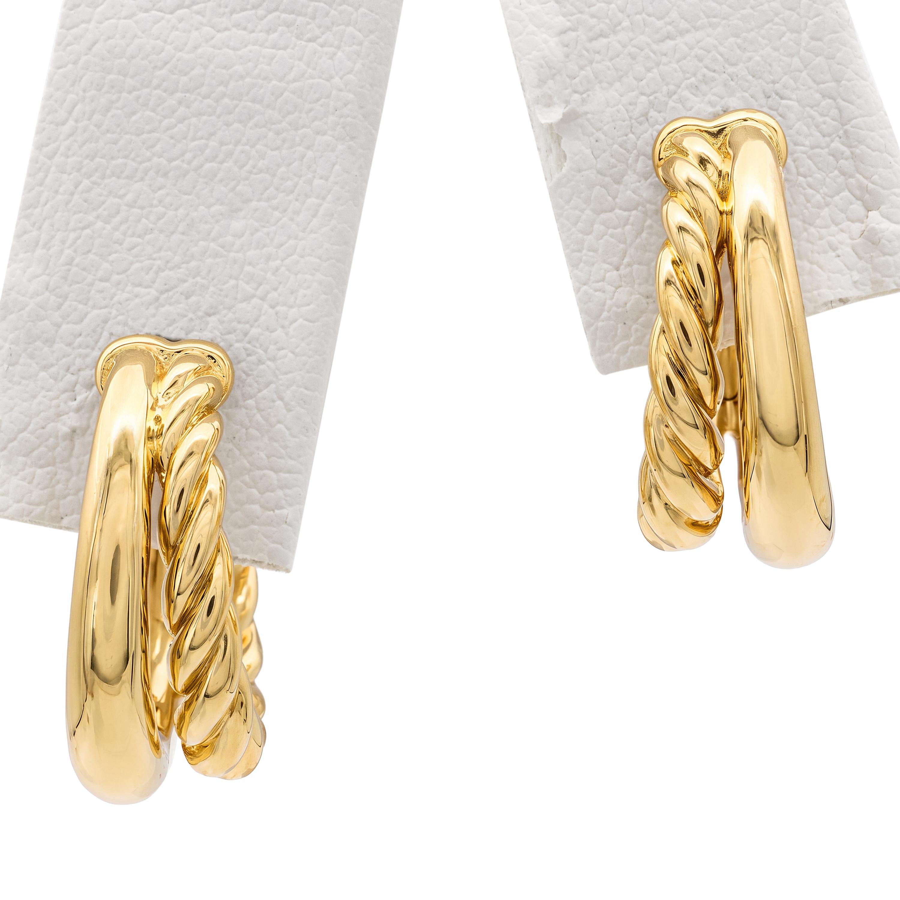 David Yurman 18k Yellow Gold Braided Hinge Hoop Earrings