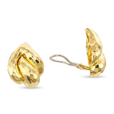 Henry Dunay 18k Yellow Gold Hammered Swirl Earrings