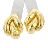Henry Dunay 18k Yellow Gold Hammered Swirl Earrings