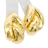 Henry Dunay 18k Yellow Gold Hammered Swirl Earrings