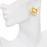 Henry Dunay 18k Yellow Gold Hammered Swirl Earrings