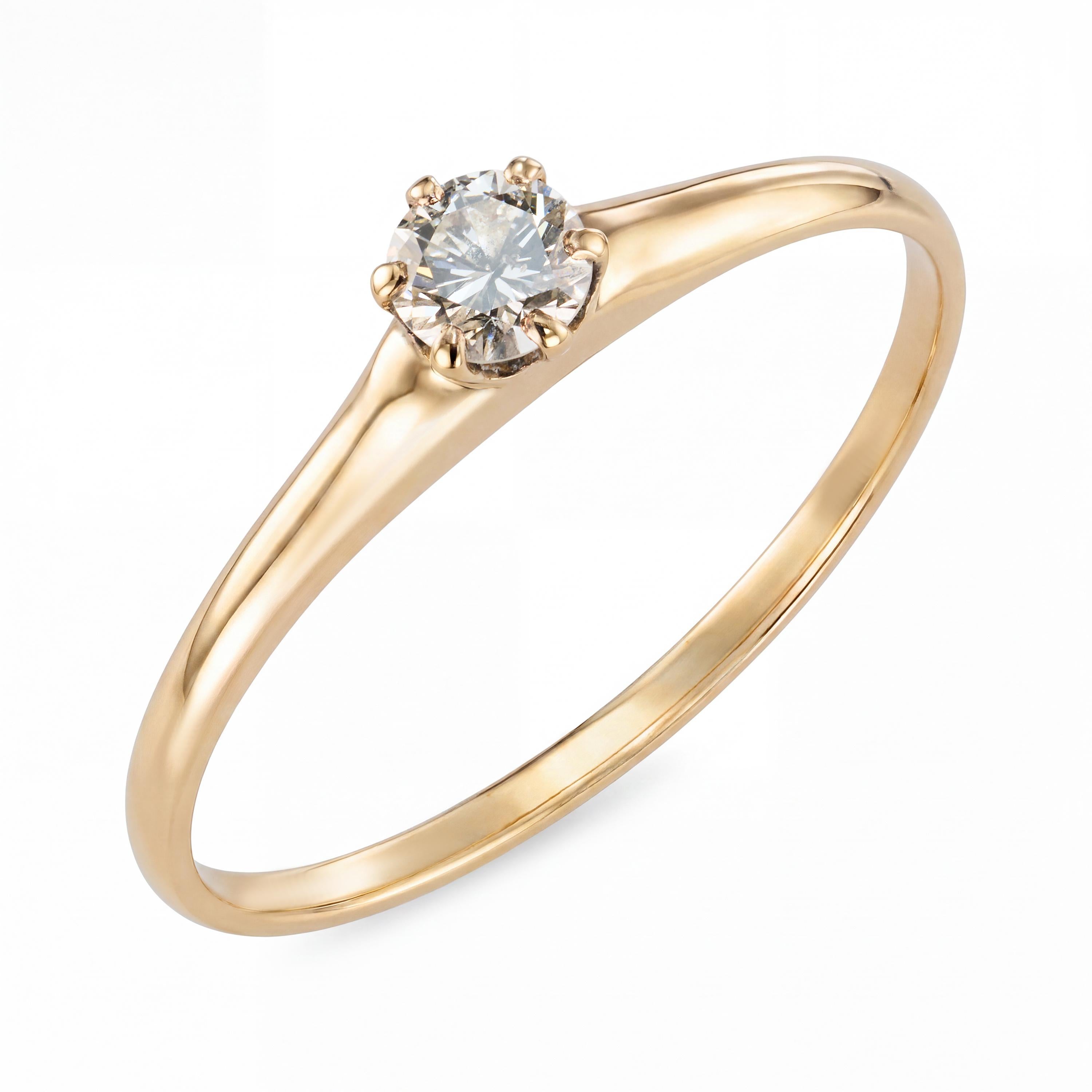 Vintage 14k Yellow Gold .20ct Diamond Solitaire Engagement Ring