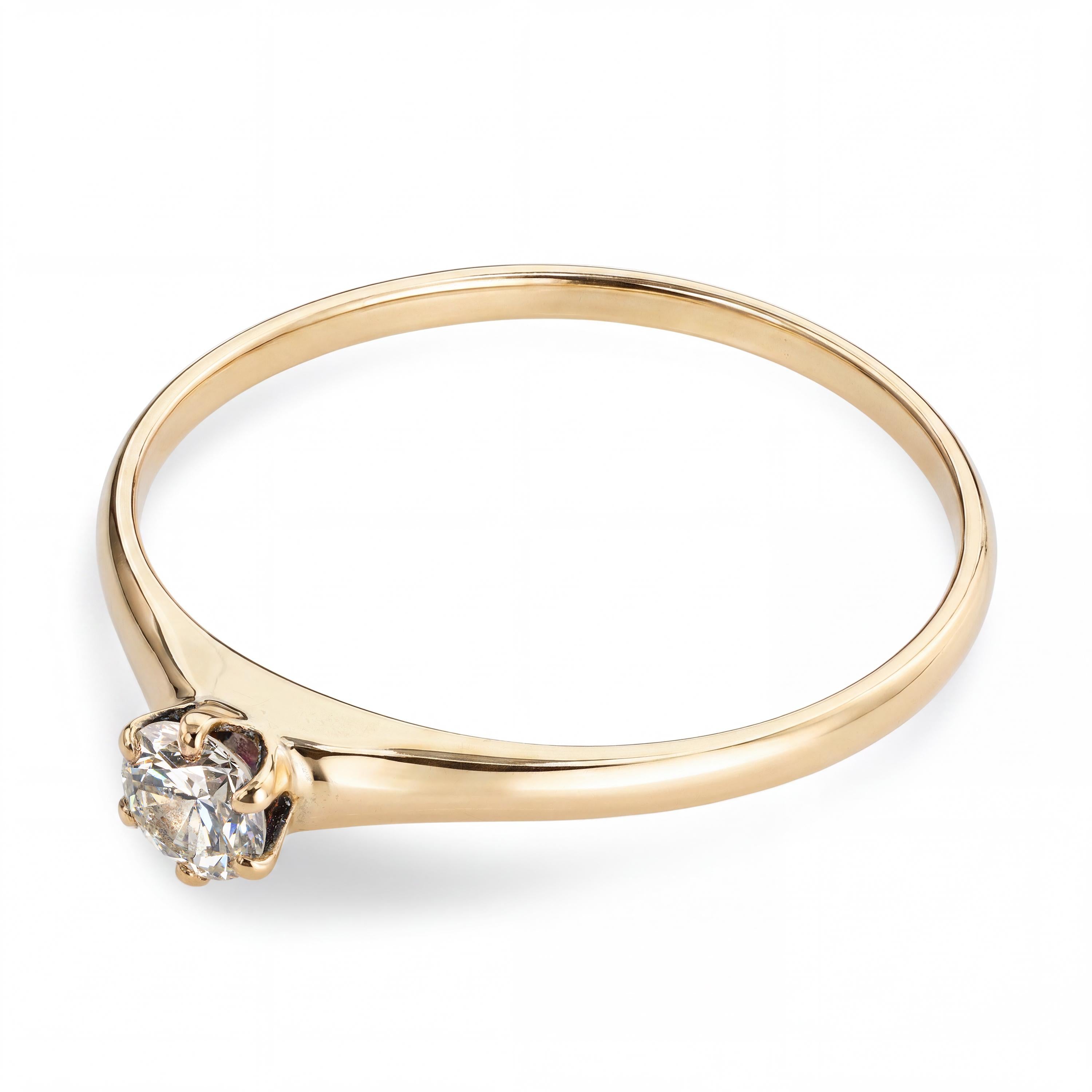 Vintage 14k Yellow Gold .20ct Diamond Solitaire Engagement Ring