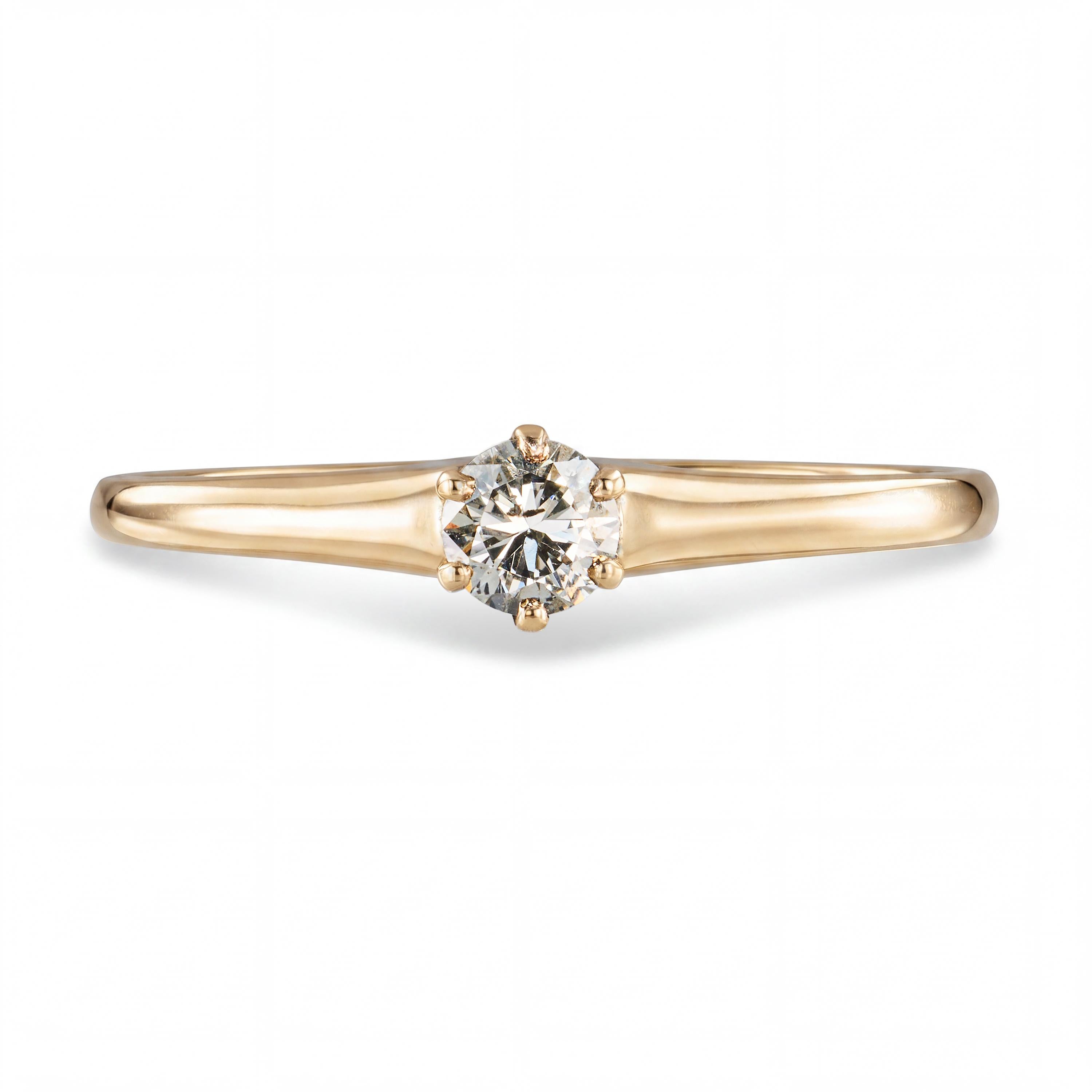 Vintage 14k Yellow Gold .20ct Diamond Solitaire Engagement Ring