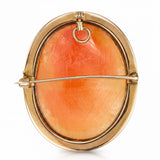 Antique Victorian 9k Yellow Gold Engraved Frame Cameo Brooch Pendant