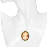 Antique Victorian 9k Yellow Gold Engraved Frame Cameo Brooch Pendant