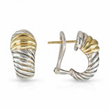 David Yurman Sterling Silver & 14k Yellow Gold Sculpted Cable Hoop Earrings