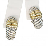 David Yurman Sterling Silver & 14k Yellow Gold Sculpted Cable Hoop Earrings