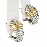 David Yurman Sterling Silver & 14k Yellow Gold Sculpted Cable Hoop Earrings