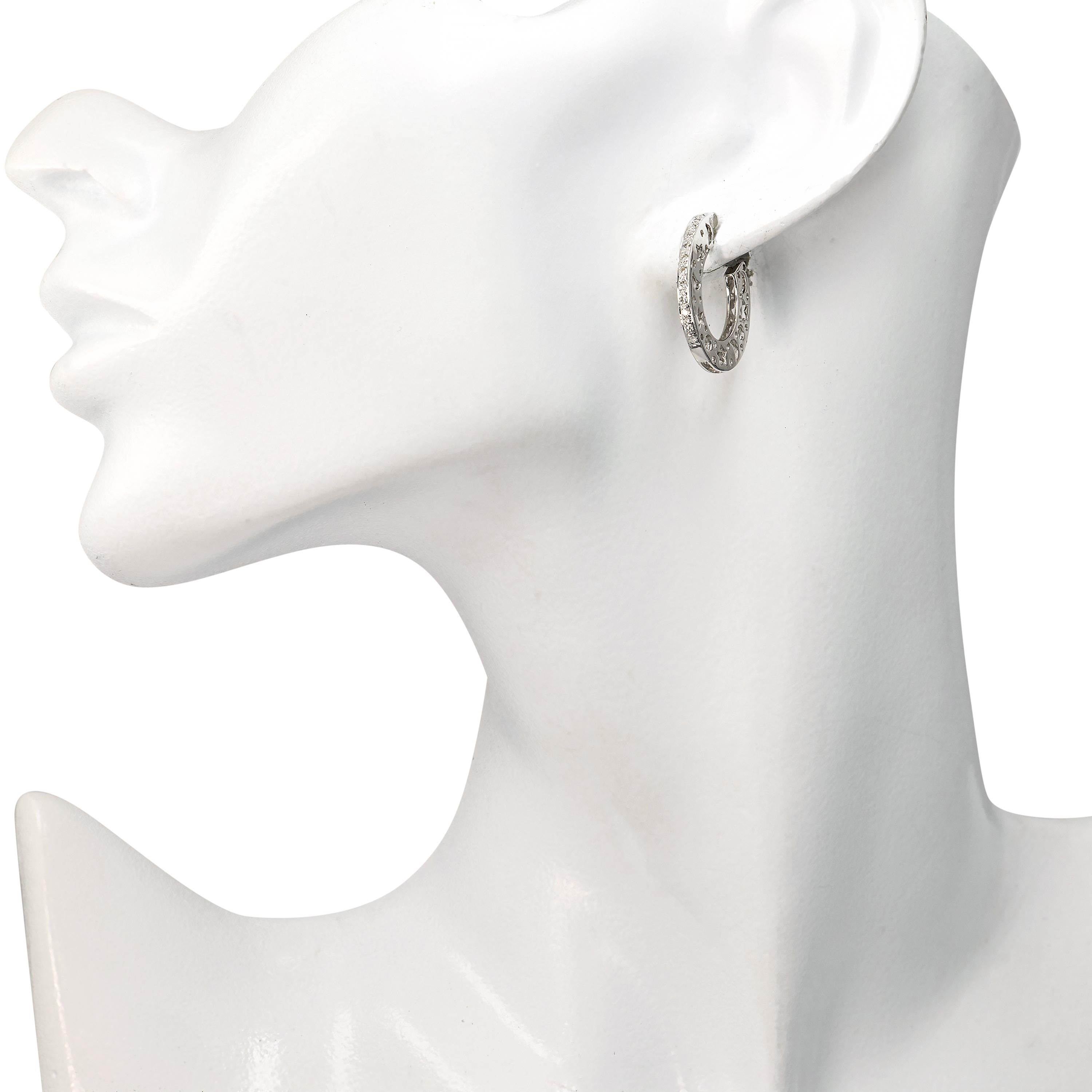 17k White Gold Diamond Star & Moon Celestial Hoop Earrings