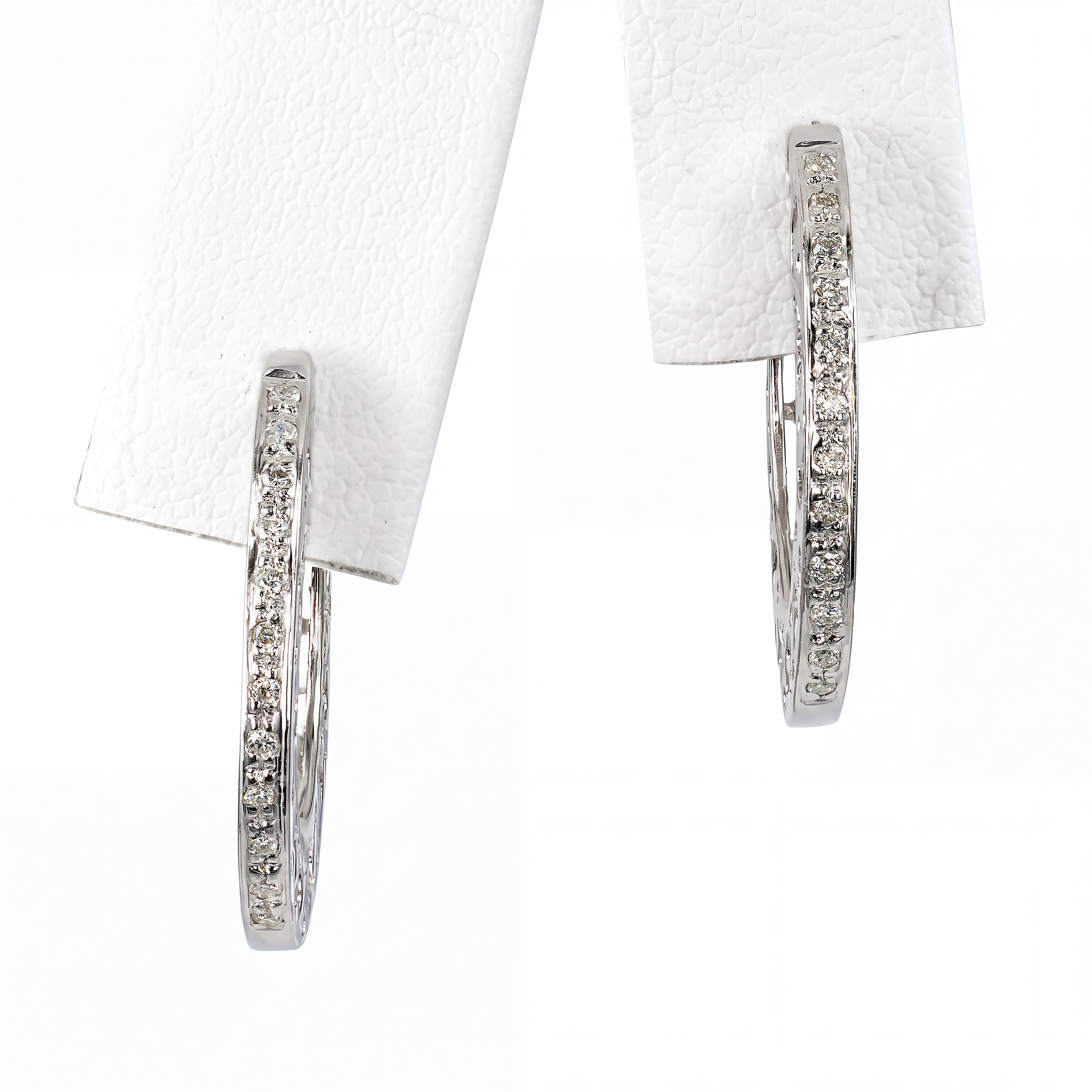 17k White Gold Diamond Star & Moon Celestial Hoop Earrings