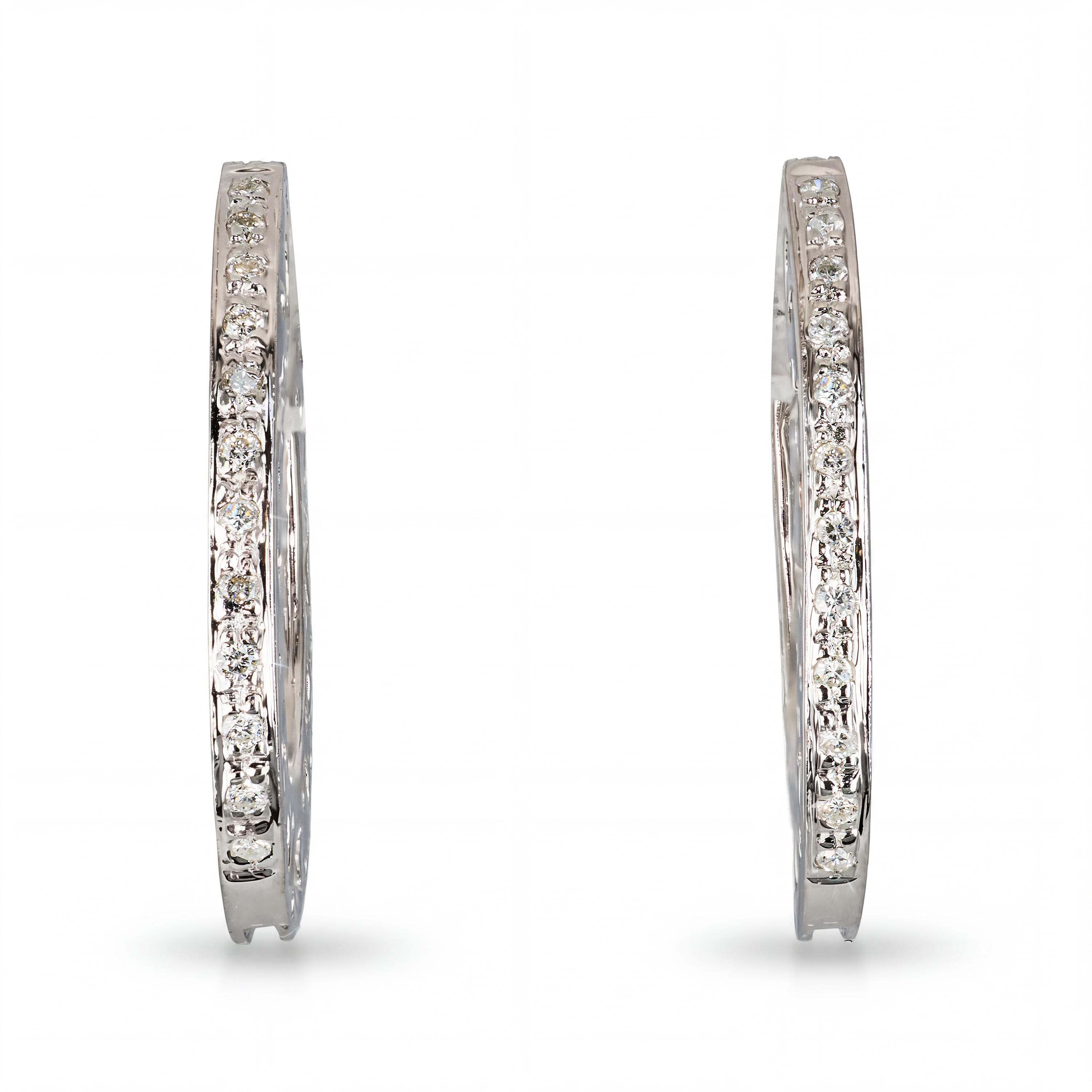 17k White Gold Diamond Star & Moon Celestial Hoop Earrings