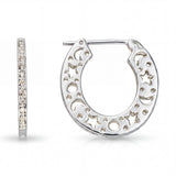 17k White Gold Diamond Star & Moon Celestial Hoop Earrings