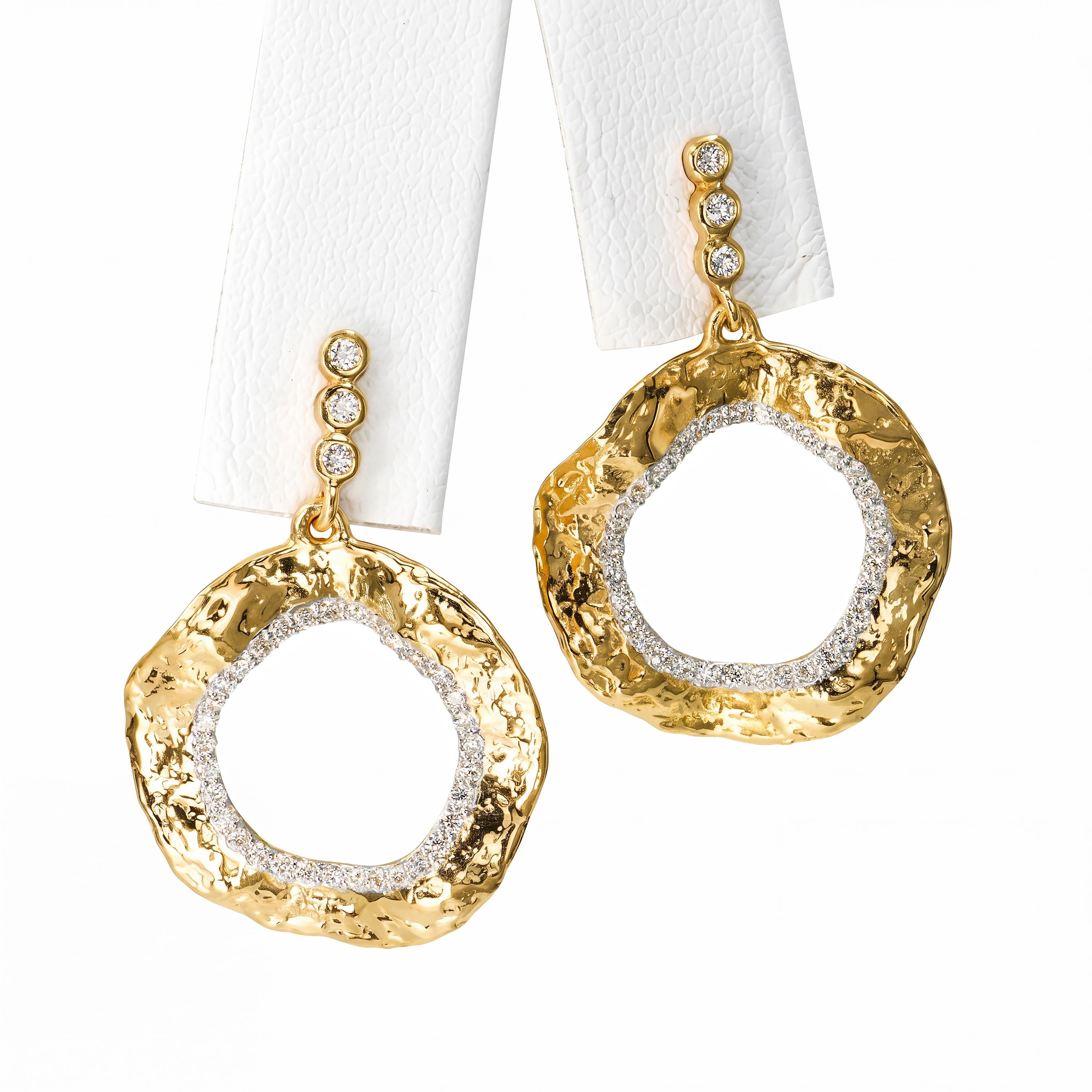 Coomi 20k Yellow Gold Open Serenity Diamond Accented Dangle Earrings