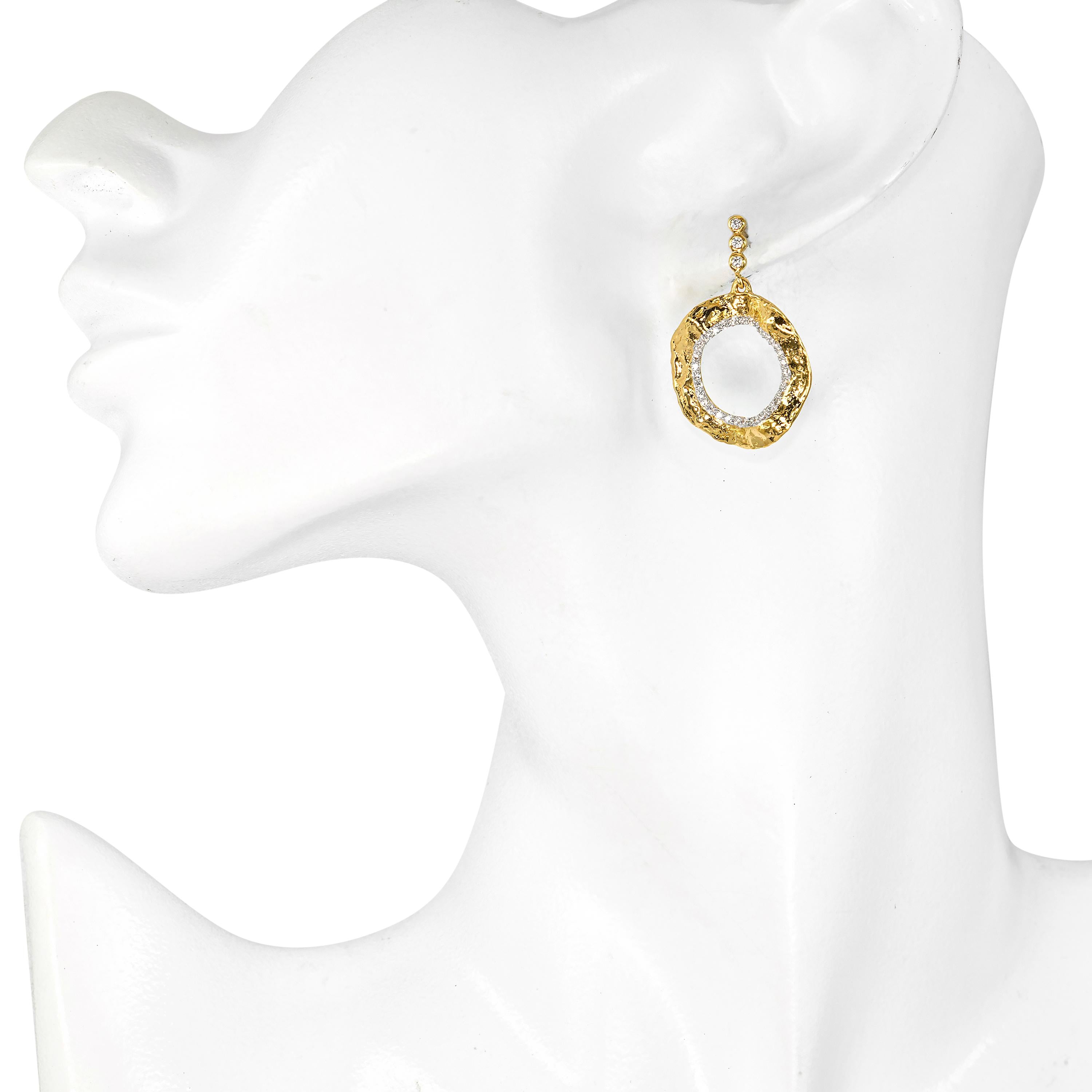 Coomi 20k Yellow Gold Open Serenity Diamond Accented Dangle Earrings