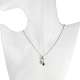 Platinum Ruby & Diamond Double Heart Pendant Necklace