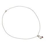 Platinum Ruby & Diamond Double Heart Pendant Necklace