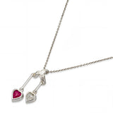 Platinum Ruby & Diamond Double Heart Pendant Necklace