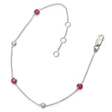 Vintage 14k White Gold Diamond and Ruby Station Link Bracelet