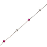 Vintage 14k White Gold Diamond and Ruby Station Link Bracelet