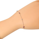 Vintage 14k White Gold Diamond and Ruby Station Link Bracelet