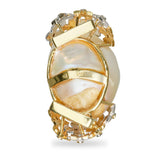 Vintage 18k Two Tone Gold Semi Baroque South Sea Pearl and Diamond Slide Pendant