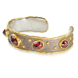 Victor Velyan Sterling Silver & 24k Yellow Gold Spessartite Garnet Cuff Bracelet