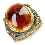 Vintage Victor Veylan Sterling Silver & 24k Yellow Gold Spessartite Garnet Ring