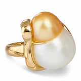 18k Yellow Gold Bicolor Gold & White South Sea Pearl Ring