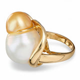 18k Yellow Gold Bicolor Gold & White South Sea Pearl Ring
