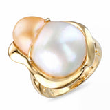 18k Yellow Gold Bicolor Gold & White South Sea Pearl Ring