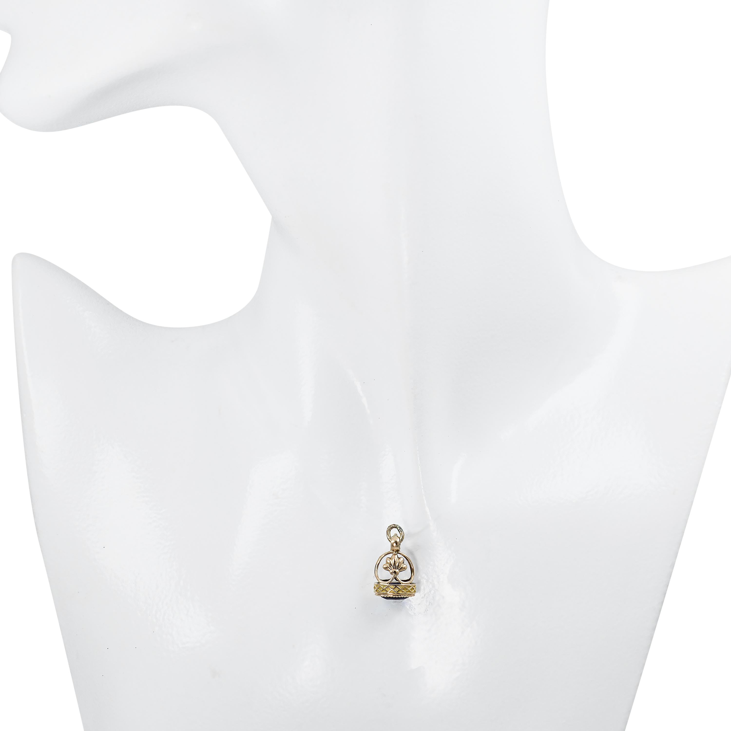 Antique 13k Yellow Gold 1.15ct Amethyst Fob Pendant