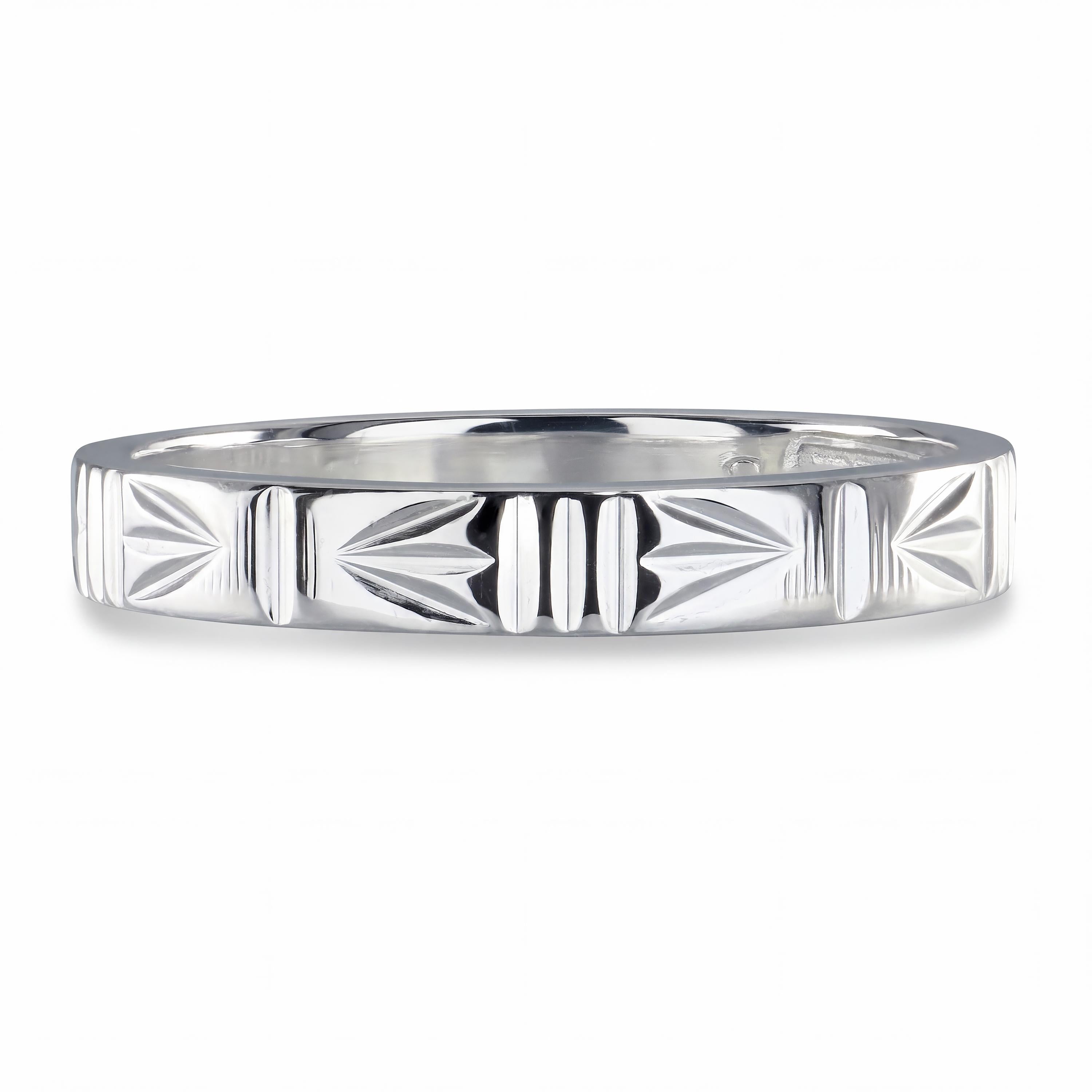 Vintage 950 Platinum Engraved Pattern Band