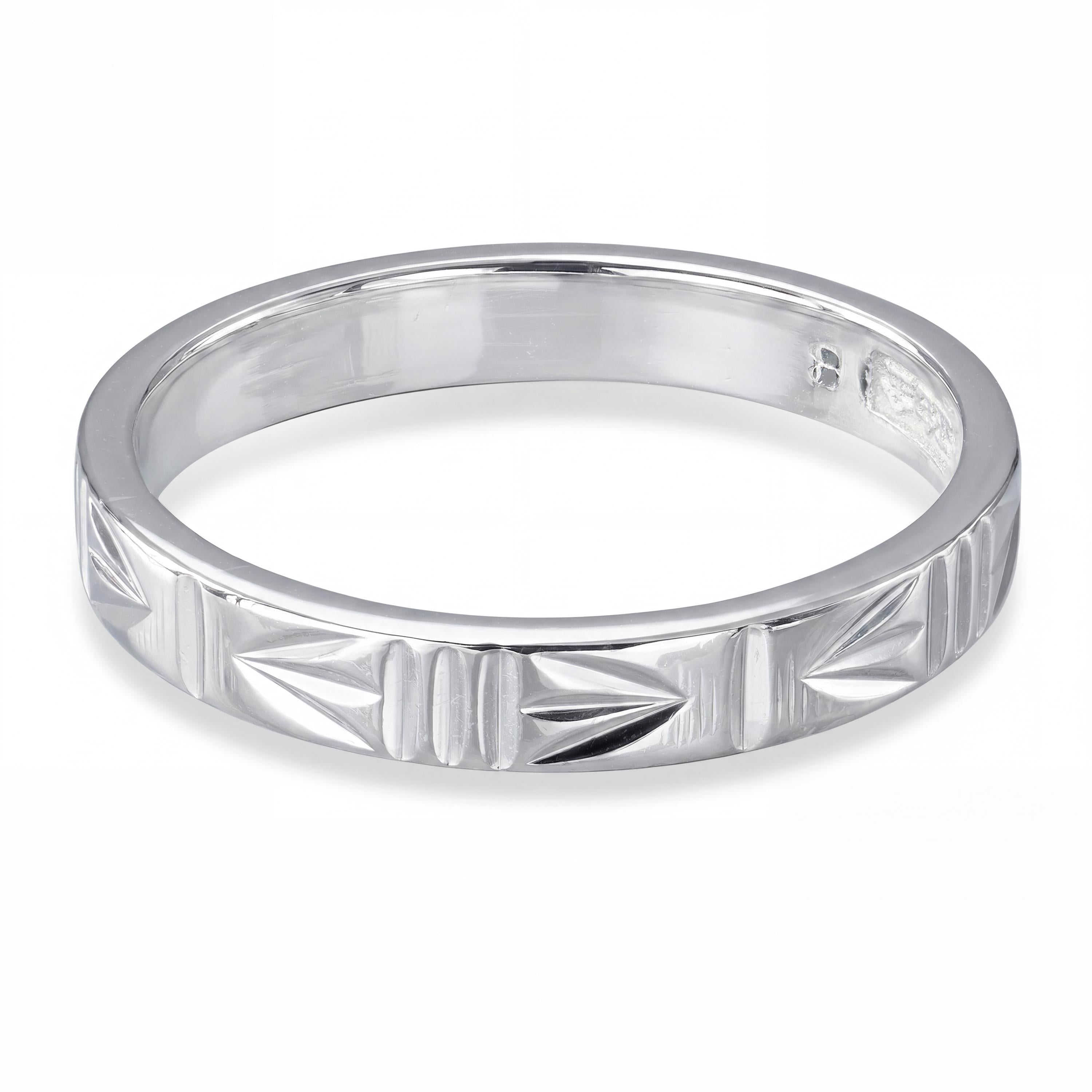 Vintage 950 Platinum Engraved Pattern Band